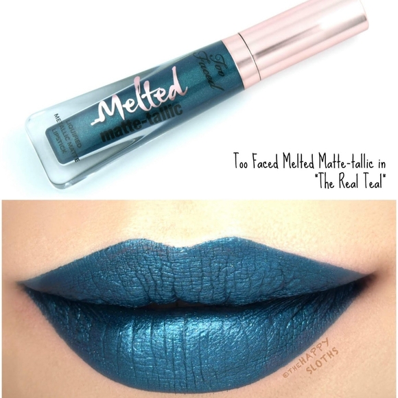 🌟HP🌟🧚THE REAL TEAL Too Faced DISCONTINUED Melted Metallic Lip NWT - Picture 1 of 8